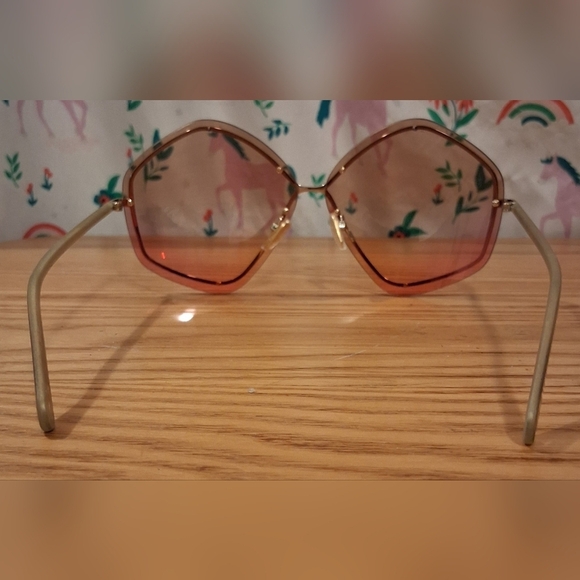 Chloe Layha Gold Tone & Pink Gradient UV Bohemian Casual Neutral Sunglasses main image 6